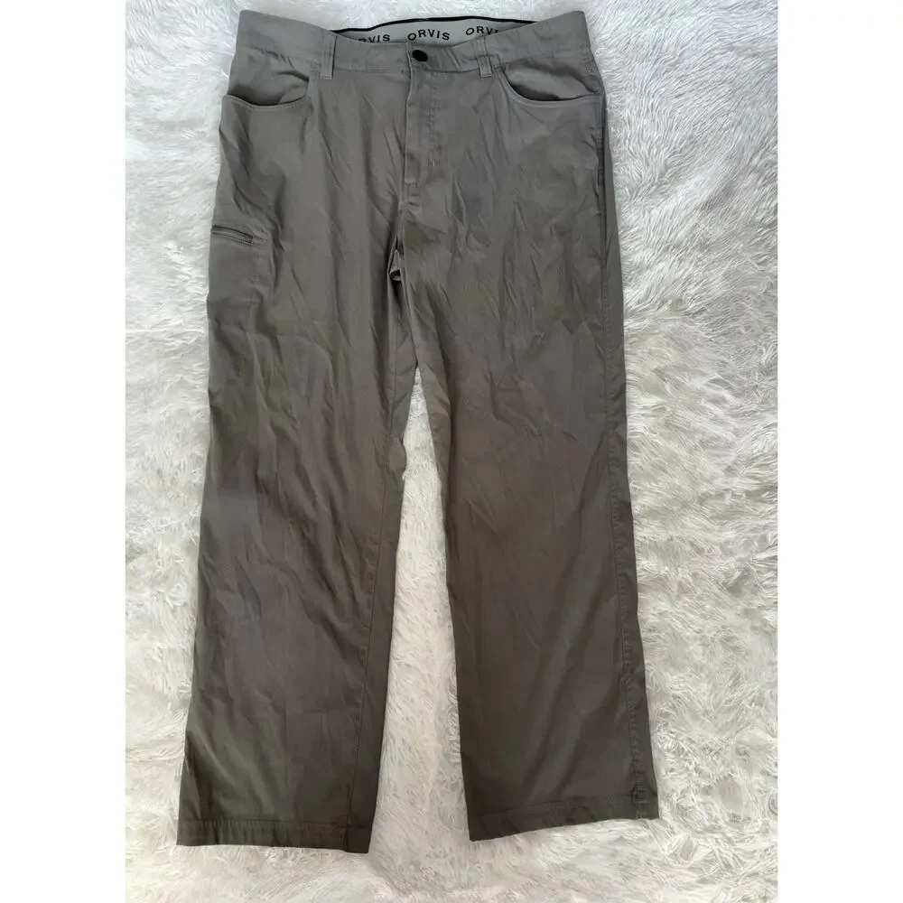 Orvis Men’s 38x30 Gray “Tech Pant” Water Repellent, Storage, Lightweight.